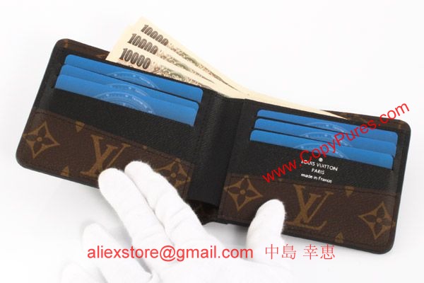 ルイヴィトン モノグラム マカサー ポルトフォイユガスパル 二つ折財布【札入れ】 ダークブラウン＆ブラック M93801 【2011年秋冬新作】